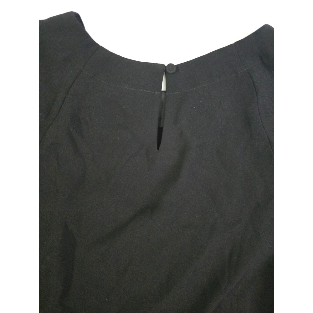BCBGMAXAZRIA Black Grommet Tie Sleeve Blouse Crew Neck Top XS - Picture 14 of 16